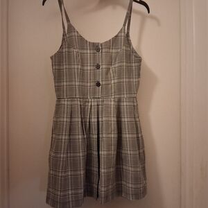 Cute Vtg Y2K Gray Tartarn Plaid Romper Jrs Sz9